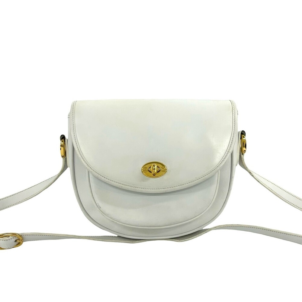 GUCCI Vintage GG Logo Leather Shoulder Bag/Pouch (White) - Item No. 18897